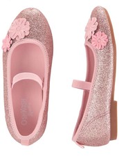 Oshkosh B'Gosh Carter s Baby Girls Sparkle Rose gold Flowers Ballet Flats 5US