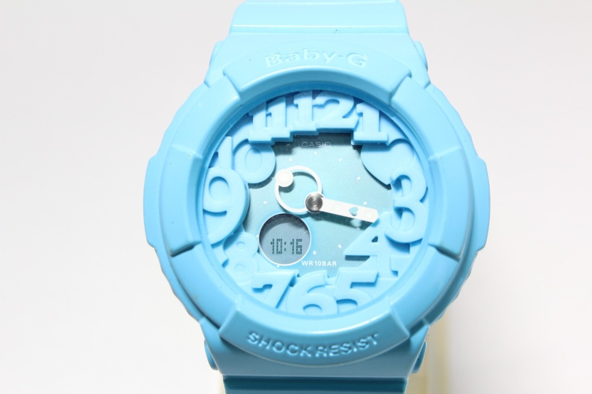 CASIO BGA-130 Blue Analog Digital Neon Dial Baby-G Watch | eBay