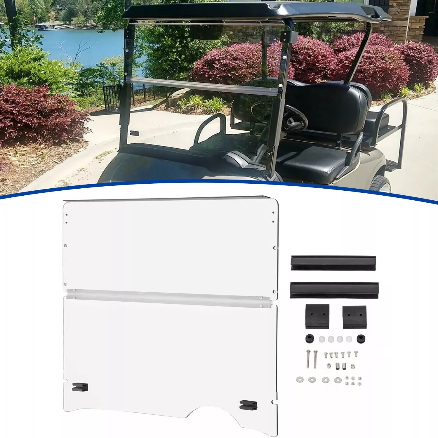 For EZGO RXV 2008+ Clear Foldable Windshield New In Box Golf Cart Part