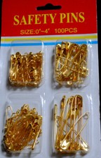 XL Set Sicherheitsnadeln 100 Teile gold gro&szlig; klein  versch Gr&ouml;&szlig;en