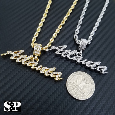 Unisex Fashion Iced ATLANTA Pendant & 4mm 24