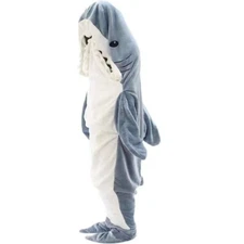 Cute Shark Warm Hoodie Cartoon Pajamas Blanket Sleeping Bag Costume Sleepwear