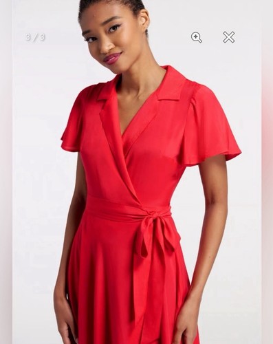 Abito ModCloth nuovo con etichetta Sojourn Savvy avvolgente - rosso - taglia 2X - Foto 3 di 3