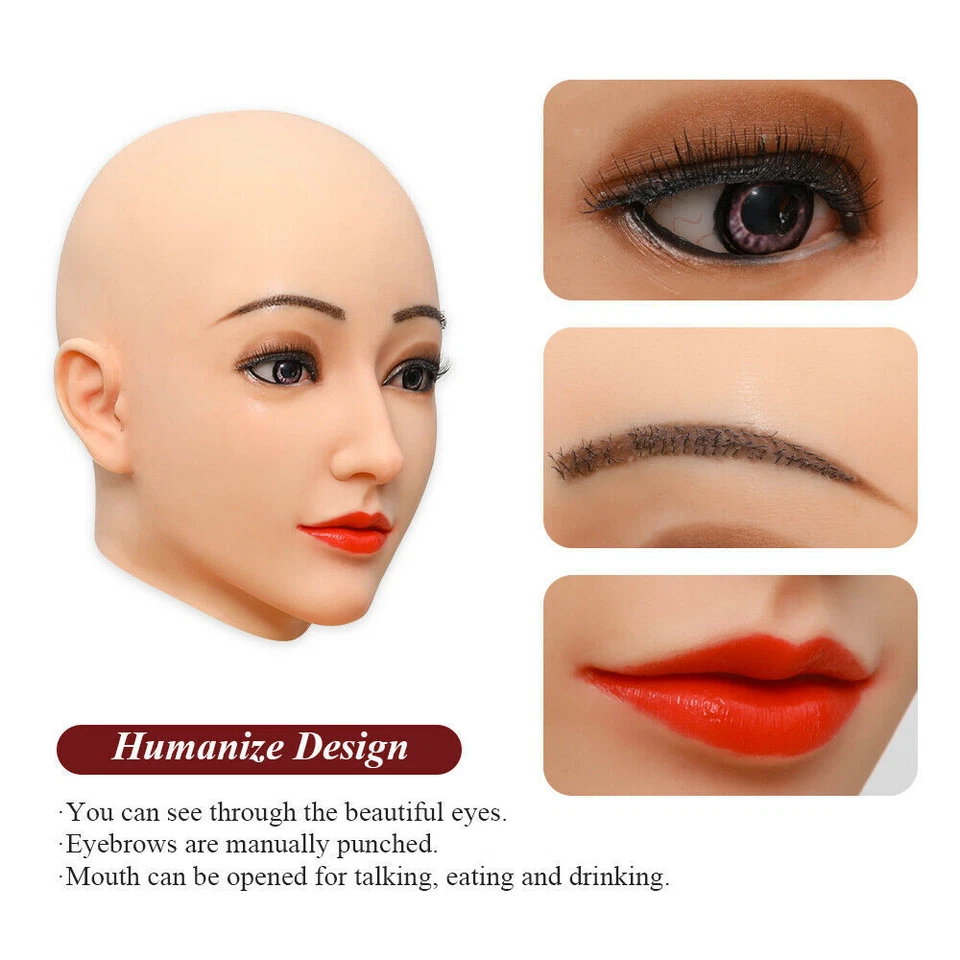 Realistic Silicone Female Head Mask Crossdresser Face Mask For women For Cosplay - Image 4 of 4