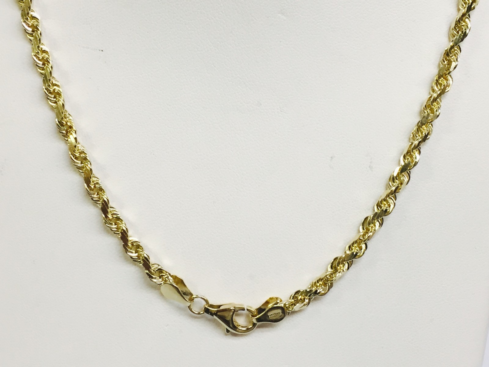 14k Yellow Gold 24" Solid Diamond Cut ROPE Link Chain/Necklace 5MM 28