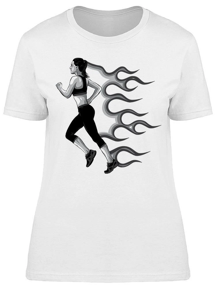 Running Woman With Flames Tee Women's -Image by Shutterstock
