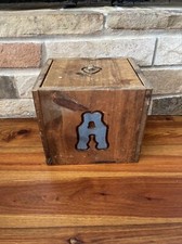 Scatola portagiochi per bambini in legno fatta a mano sollevabile coperchio baule rustico marrone