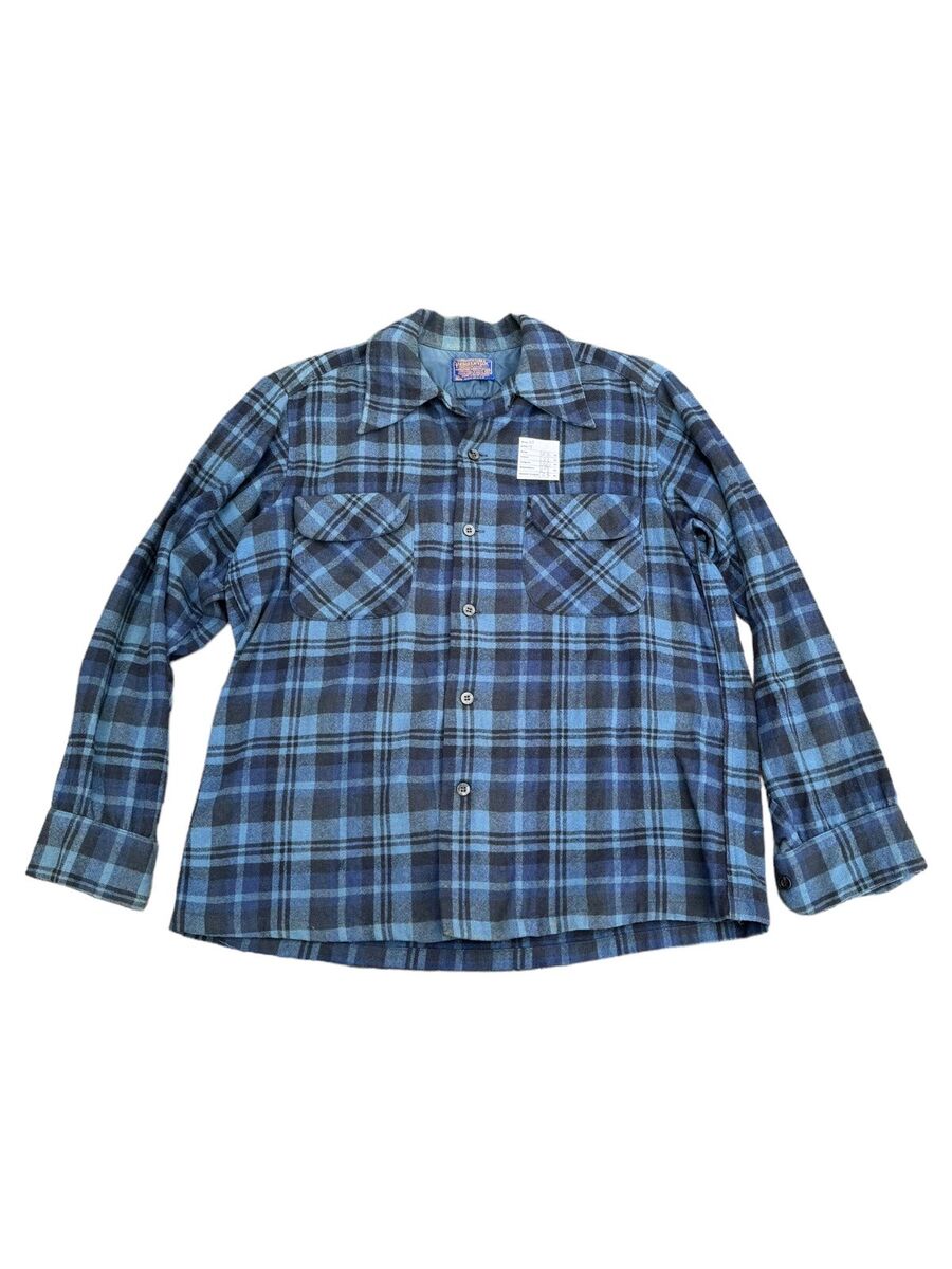 Vintage Tag Pendleton Wool Shirt Flannel Blue Size M 60s 70s Vintage Tag Pendleton Wool Shirt Flannel Blue Size M 60s 70s