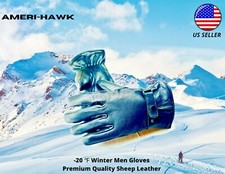 Men's Genuine Sheep Premium Leather Warm Winter Wrist Driving ,Motorcycle Gloves