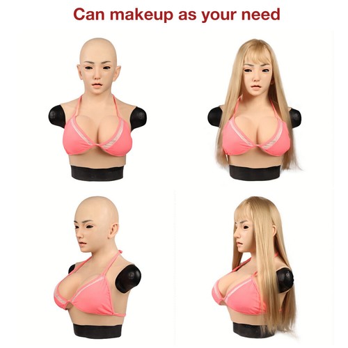 Realistic Pretty Girl Silicone mask with Breast forms E cup Cosplay Drag Queen - Picture 6 of 10