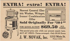 1934 Springfield Mass GPC illust JW NOVAK INC New General Electric Washer (d361)