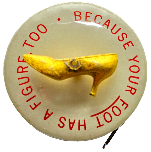 40er Jahre Rotes Kreuz Schuhe Werbung Promo Zelluloid Maßband kleiner Goldschuh - Bild 1 von 2