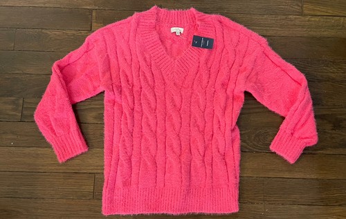 Pink Fuzzy Eyelash Cable Knit 