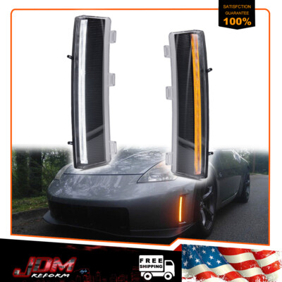 LED Front Bumper Reflector DRL Fog Light For Nissan LCI 350Z 06-09 W/Turn Signal
