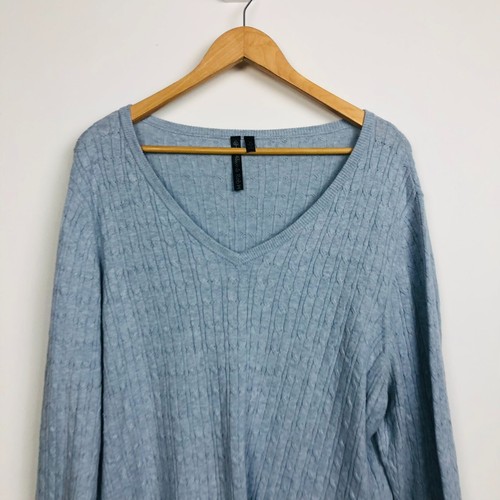 Alice & Rob Women's Cable Knit Long Sleeve V Neck Sweater Cotton Blend Size 3X - Picture 2 of 5