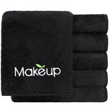 Premium Microfiber Makeup Remover Cloths 6 Pack Soft Quick Dry 13x13 Inch Black