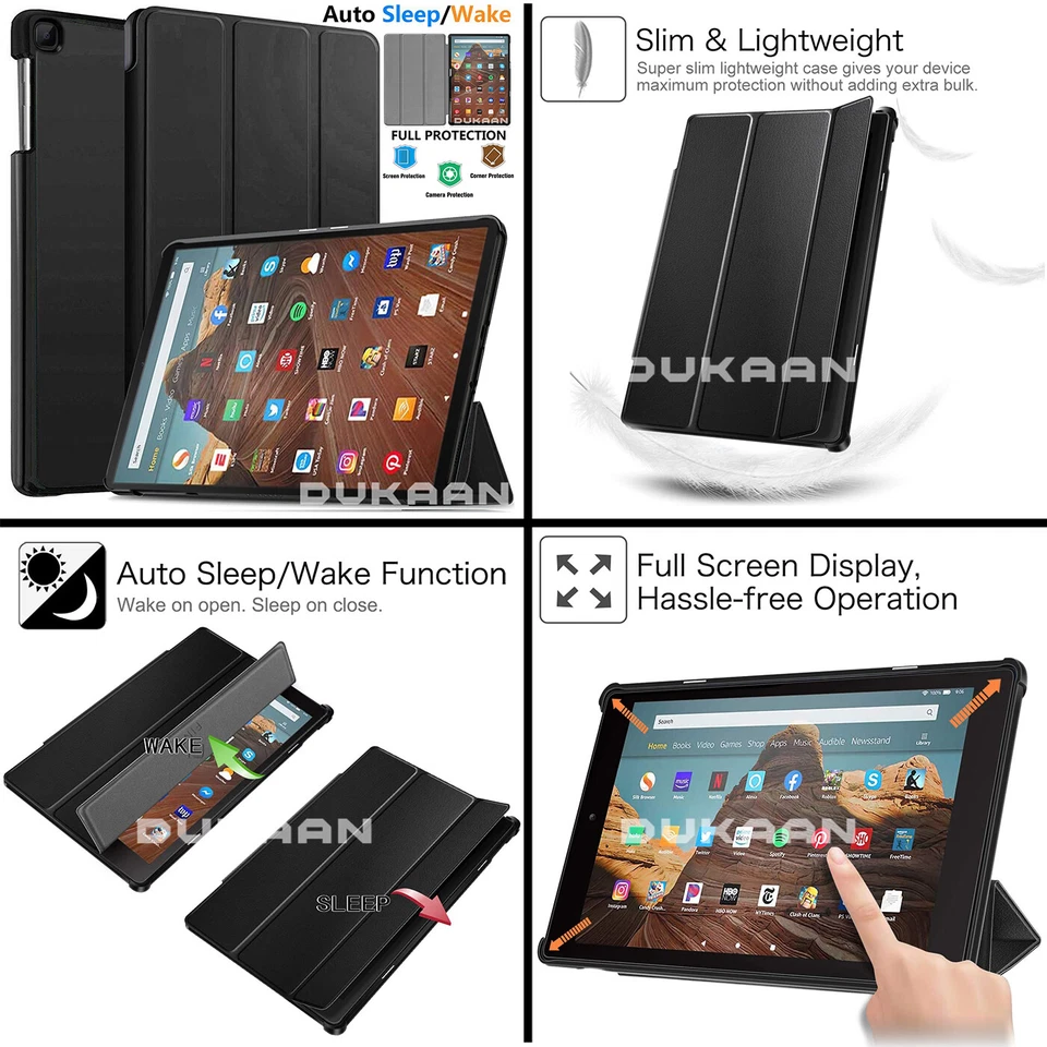Leather Cover Magnetic Smart Tablet Case for AMAZON Kindle Fire HD 10, HD 8", 7" - Image 4 of 4