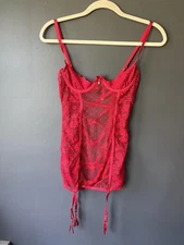 Elegant Red Lace and Mesh Babydoll Lingerie