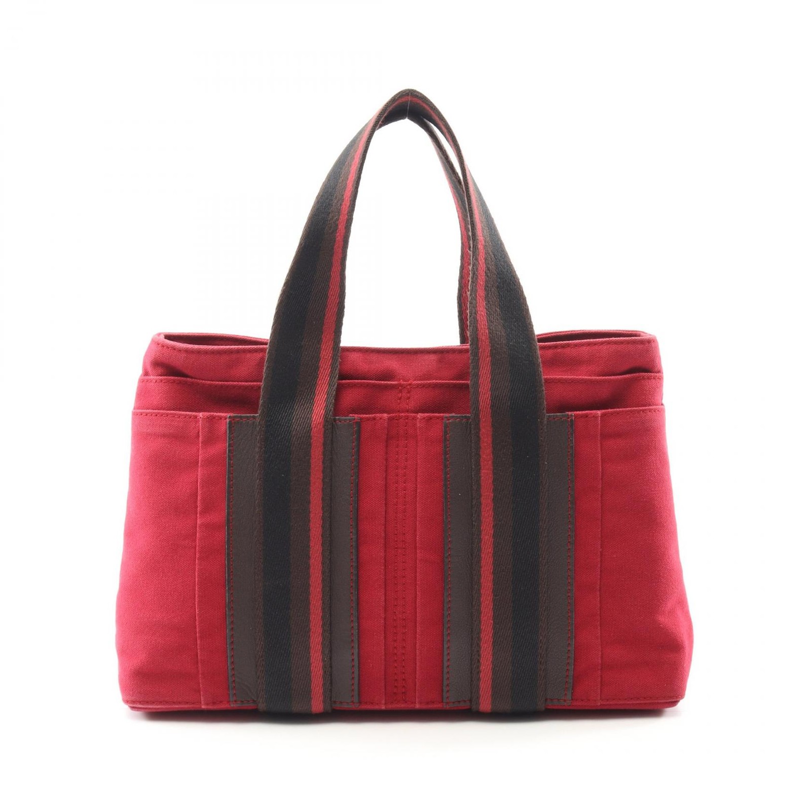 HERMES Toroca Horizontal PM Tote Bag Pink Multicolor Canvas Used Silver Hardware