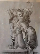 Painting Grafito/ lapiz blanco On paper  By Raimundo sosa, cuban art 100x70 cm