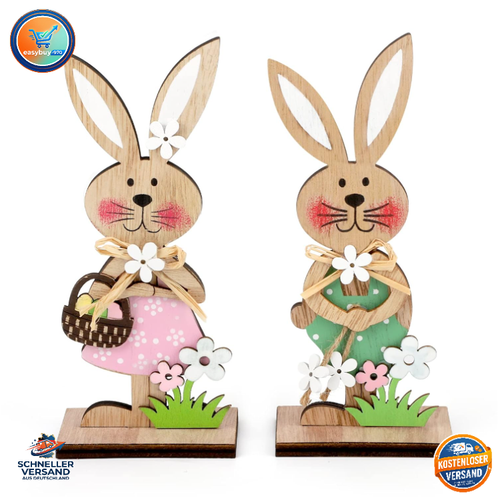 COCHIE Osterhase Holz 2er Set Aufsteller Deko Ostern