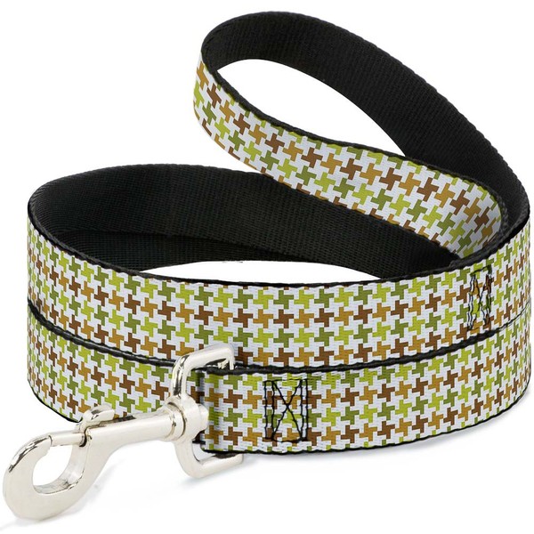 Dog Leash 6-FEET Houndstooth White/Green/Brown (Us Import)-image