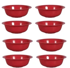8-Pack Sturdy RED Cereal Bowls 6.5" Wide BPA-FREE Plastic FAST FREE SHIPPING