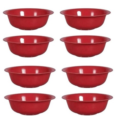 8-Pack Sturdy RED Cereal Bowls 6.5'' Wide BPA-FREE Plastic FAST FREE SHIPPING