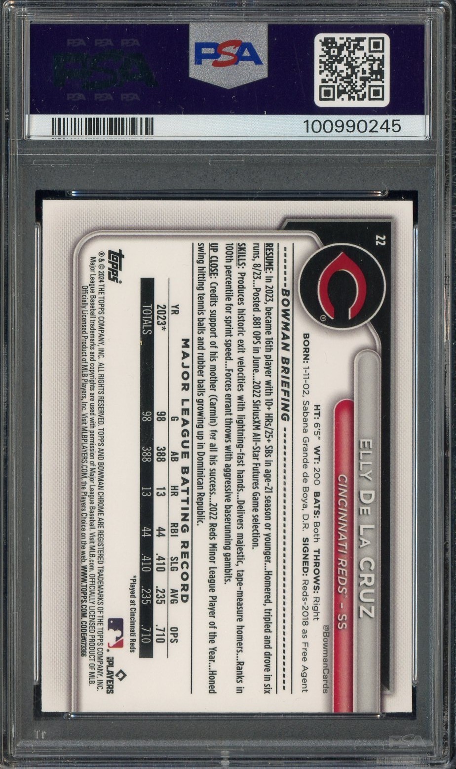 2024 Bowman Chrome Mega Box #22 Elly De La Cruz Reds RC Rookie PSA 9 MINT view 2