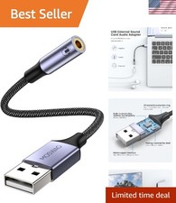 Compact 0.65 ft USB External Sound Card with 3.5mm Jack for Laptops Consoles