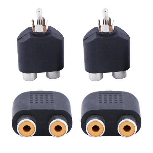 New Audio Connector Adapter Plug RCA Splitter AV Converter 1-Male to 2-Female - Afbeelding 4 van 9