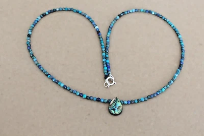 50 cm Facettierte Chrysokoll- und Lapislazuli mit Paua Abalone kette3 m ( Ah18) - Bild 1 von 4