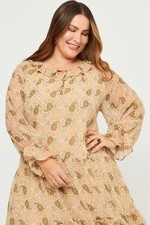 HAYDEN LOS ANGELES BOHO TIERED CHIFFON DRESS 3XL PAISLEY PEASANT COTTAGECORE