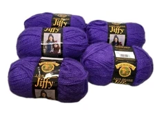 Lion Brand Jiffy Mohair Look Yarn~5 Skeins Purple 3 oz. Same Dye Lot