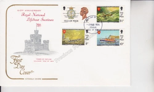 ISLE OF MAN FDC COTSWOLD COVER UNADDRESSED 1974 RNLI LIFEBOAT INSTITUTE