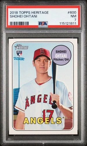2018 TOPPS HERITAGE #600 SHOHEI OHTANI ROOKIE RC PSA 7