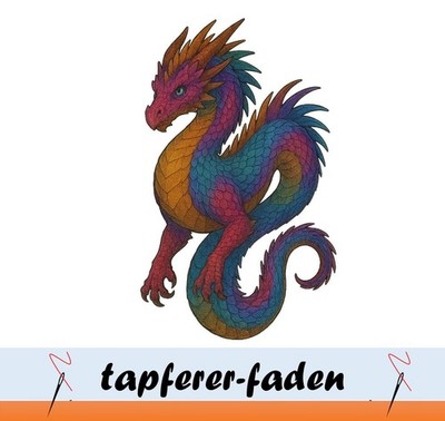 Bügelbild - Drache bunt - ca.12x8 cm DTF-Transferdruck - Bügelmotiv