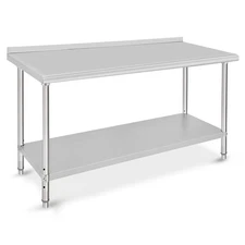 Stainless Steel Work Table - Heavy Duty Food Prep Worktable, Adjustable Under...