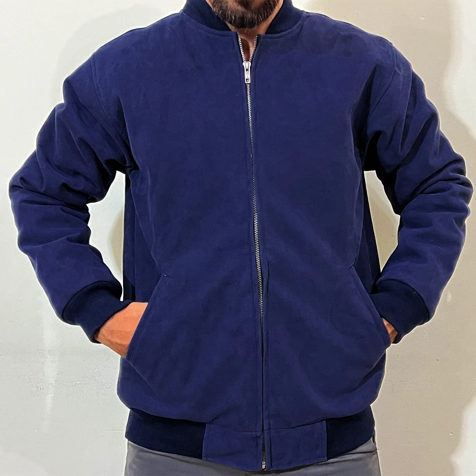 CHAQUETA DE GAMUZA SCHOTT EE. UU. DE CUERO CON CREMALLERA Azul Marino Para hombres US L / UE 52-54 Foto 4 de 4