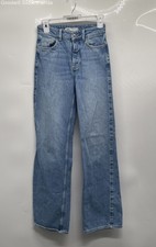 Zara Womens Blue Denim Medium Wash Pockets Regular Fit Wide-Leg Jeans Size 0