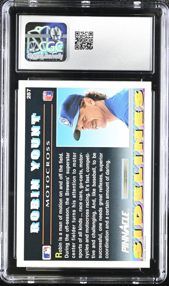 Tarjeta de béisbol graduada como nueva 1992 Pinnacle - Robin Yount #287 - clasificación 9 por CGC Foto 2 de 2