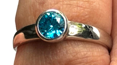 Damenring mit Zirkonia türkis blau facettiert 925 Sterling Silber Gr 63 - Bild 1 von 4