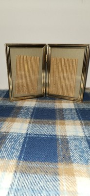 Vintage Gold Tone Bi Fold 10 X7  Double Picture Fames.