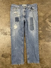 Vintage Lee Pants Men 38x32 Denim Relaxed Patch Work Distressed