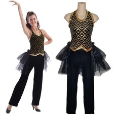 Rich Girl Child Large Dance Costume Vested Jumpsuit With Tulle Back Skirt New