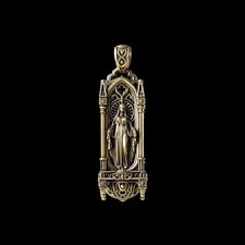 Brass Sanctum Pendant, Virgin Mary, Religious Spiritual Jewelry, Christmas Gift