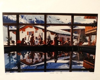 SLIM AARONS: GASTHOF POST POOL, Fotografie mit Passepartout, Druck Yellow Korner