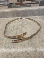 Vintage Whiting and Davis 32" Gold Tone Mesh Belt .5" Wide Adjustable Buckle