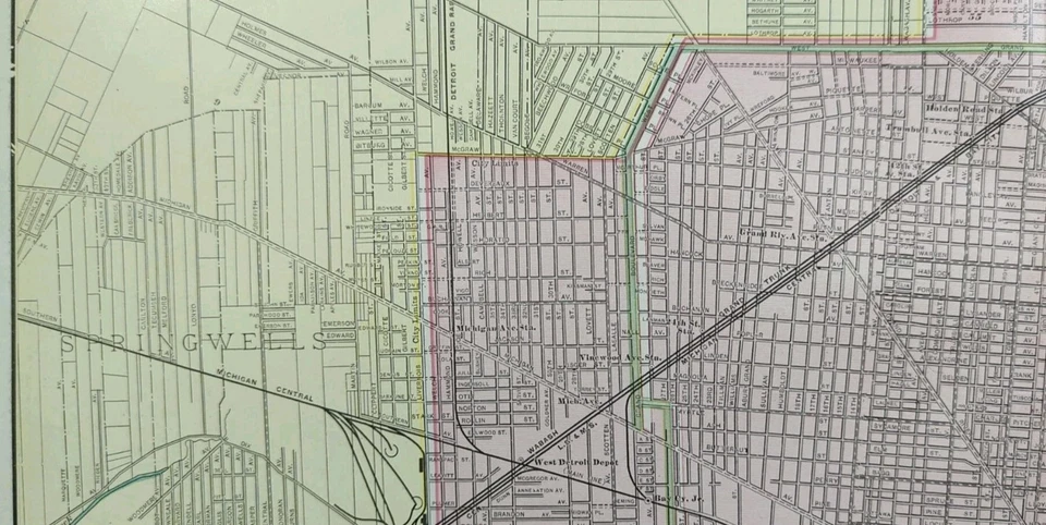 Vintage 1904 DETROIT MICHIGAN Map 22"x14" Old Antique MOTOWN GRAND CIRCUS PARK - Image 4 of 4
