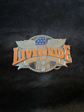 Vintage 1994 LIVE to RIDE, RIDE to LIVE Metal Adult Belt Buckle Made in USA